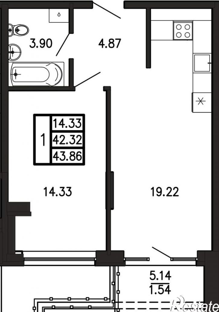 1-комн квартира в новом доме Георгия Десюка ул., д.5