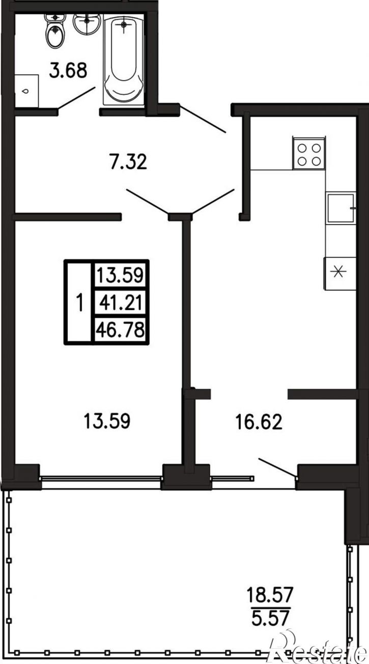 1-комн квартира в новом доме Георгия Десюка ул., д.5