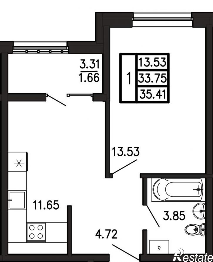 1-комн квартира в новом доме Георгия Десюка ул., д.5