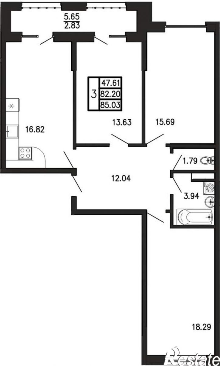 3-комн квартира в новом доме Георгия Десюка ул., д.5