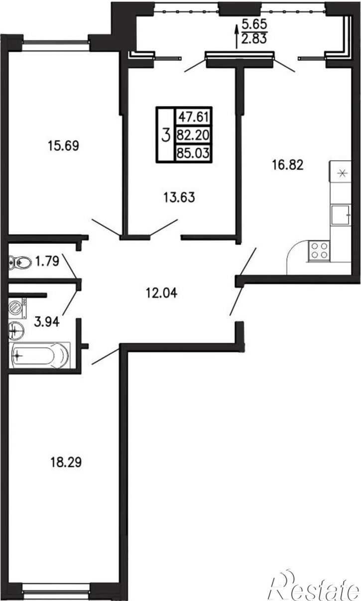 3-комн квартира в новом доме Георгия Десюка ул., д.5