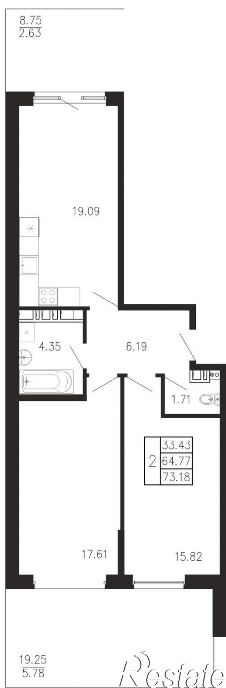 2-комн квартира в новом доме Георгия Десюка ул., д.5