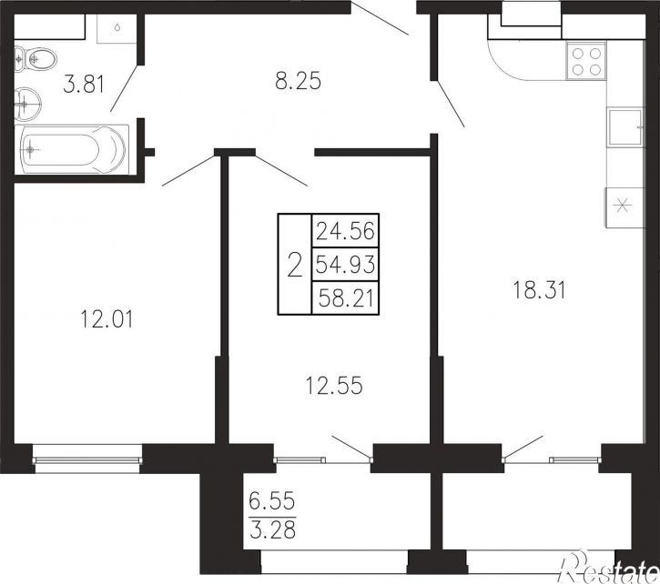 2-комн квартира в новом доме Георгия Десюка ул., д.5