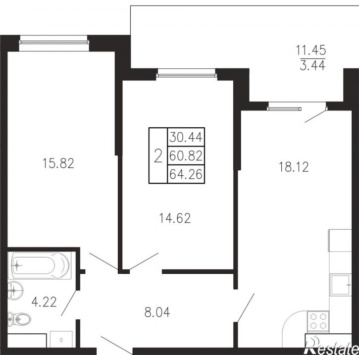 2-комн квартира в новом доме Георгия Десюка ул., д.5