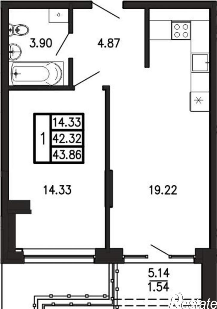 1-комн квартира в новом доме Георгия Десюка ул., д.5