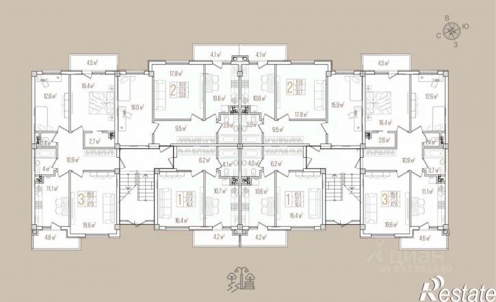 3-комн квартира в новом доме Индустриальный переулок, 4,  д. 4