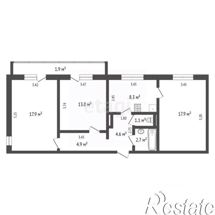 3-комн квартира Симферопольское шоссе, 41В,  д. 41В