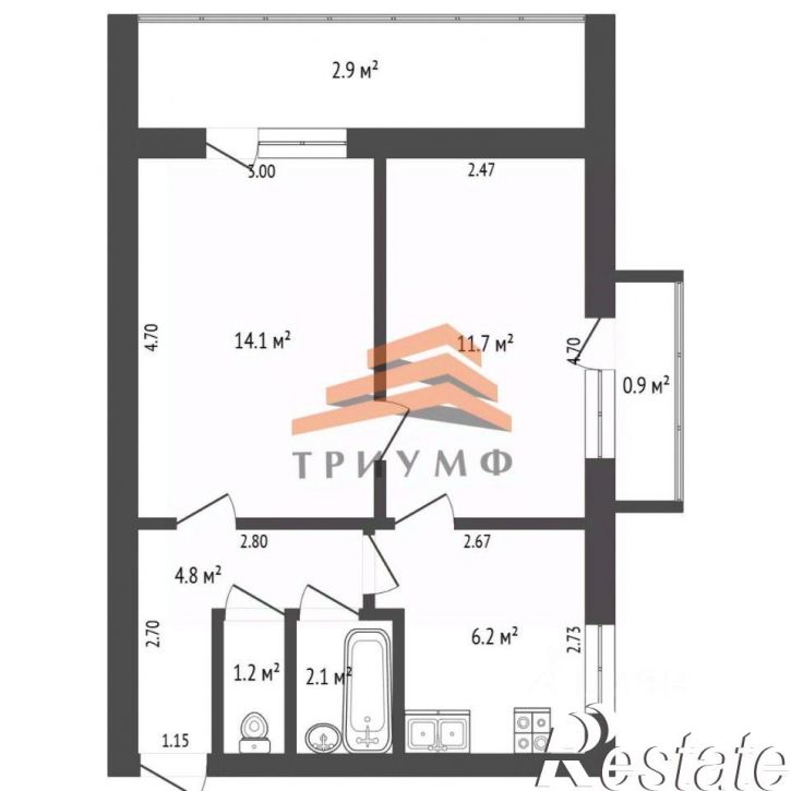 2-комн квартира улица Первушина, 26,  д. 26
