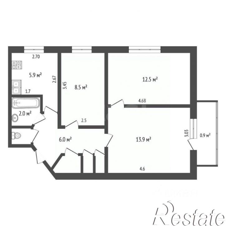 3-комн квартира Симферопольское шоссе, 33Б,  д. 33Б